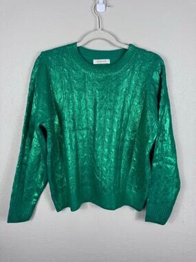 Monique Green Metallic Shimmer Sweater Womens size Medium